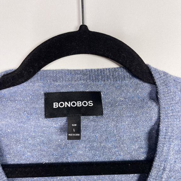 Bonobos Mens Large L Blue Henley Pullover Sweater Lightweight Cotton Hemp Silk - Picture 7 of 11